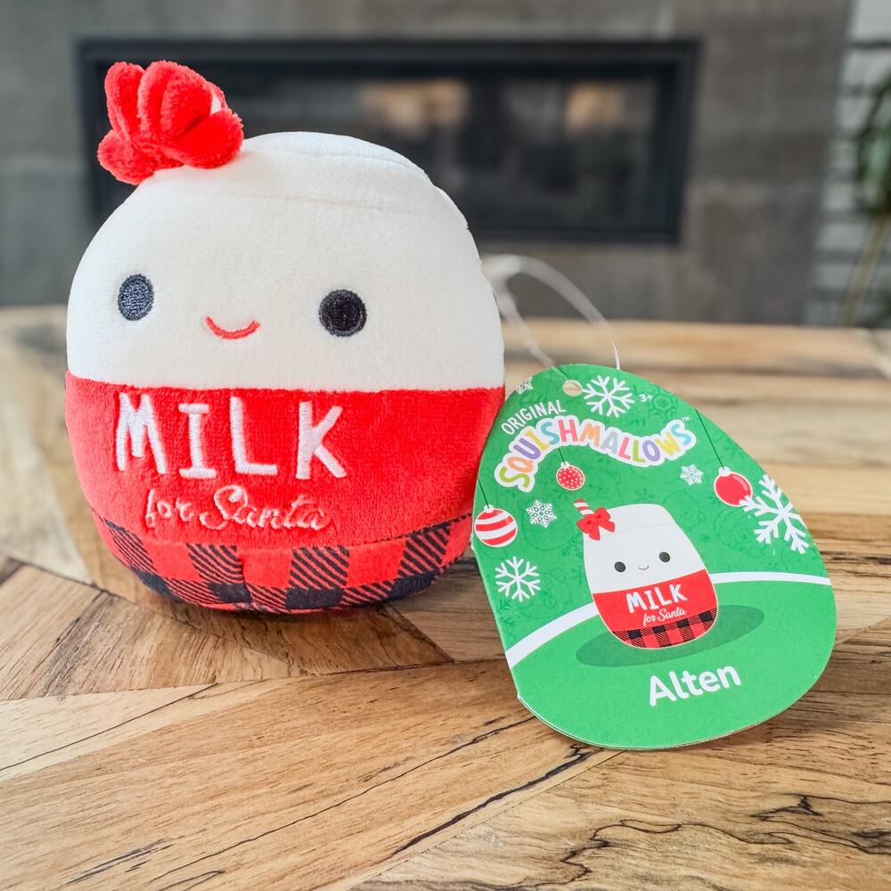 NWT-2022, Alten, The Milk For Santa Plush Milk Carton Holiday Squishmallow-4"